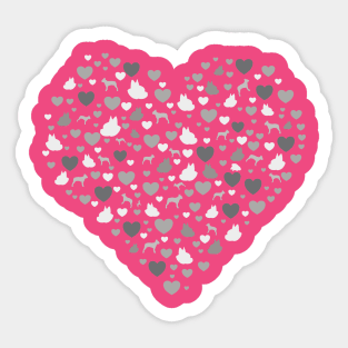 Boston Terrier Love Hearts Boston Valentine's Day Gift Sticker